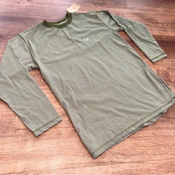 American Tradition Mens L Olive Green Striped Long Sleeve T-Shirt NWT - Picture 4 of 14